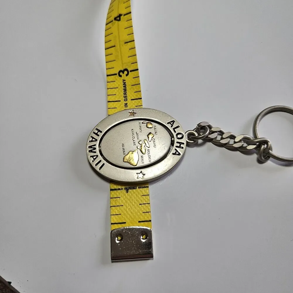 Aloha Hawaii Silver Gold Tone Spinner Souvenir Keychain Key Ring Map of Islands